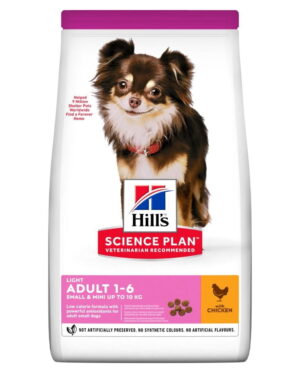 Hills Science Plan Light Small & Mini Canine Adult ėdalas šunims su vištiena 1,5kg